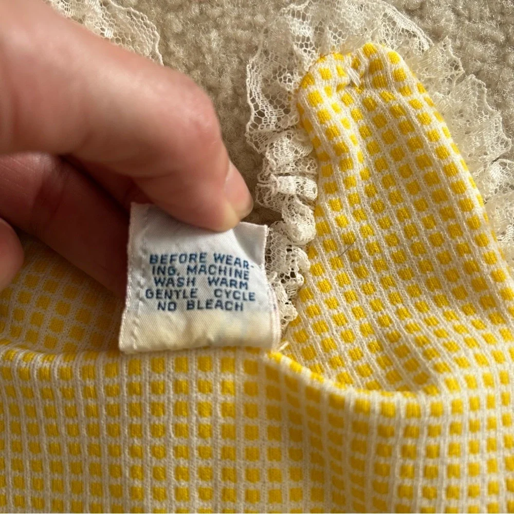 Baby Bliss Vintage Yellow Gingham Romper Size Small - Picture 6 of 8